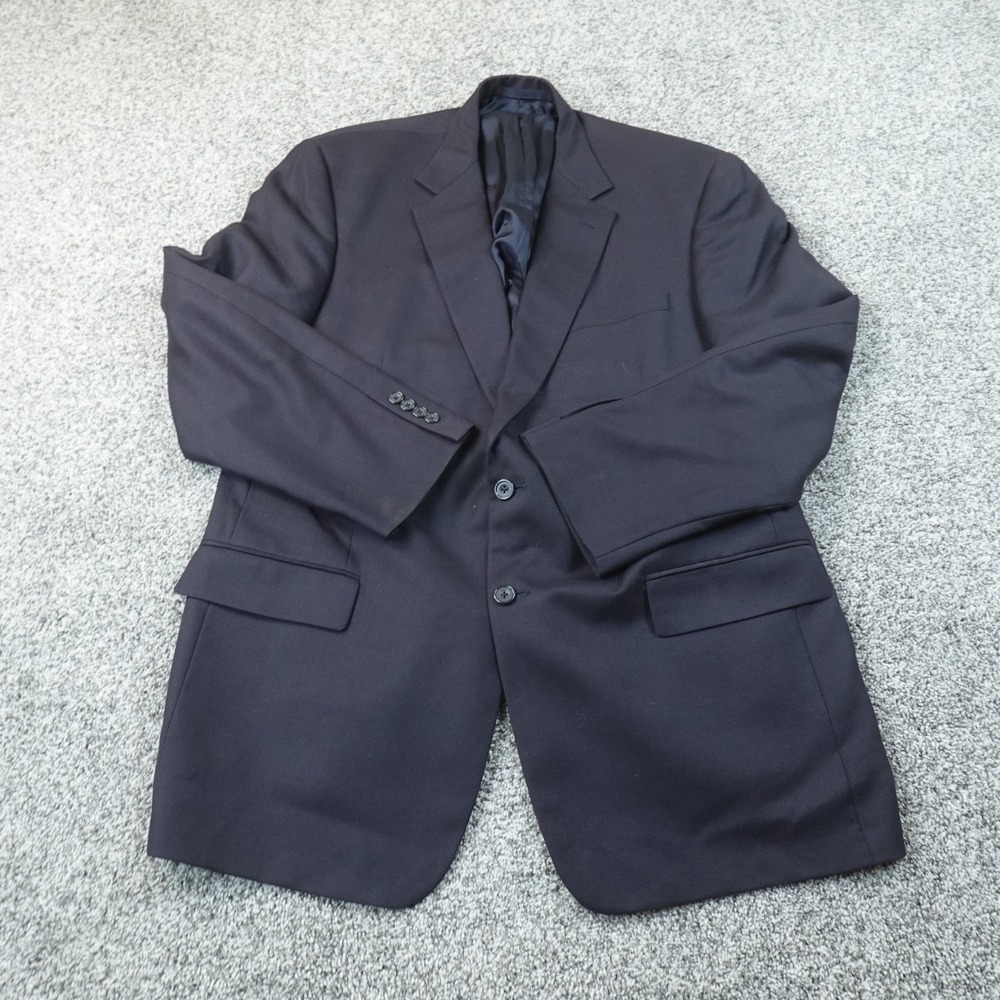 Maus Hoffman Blazer Mens 46L Navy Blue Worsted Cashmere Sport Coat Jacket Italy
